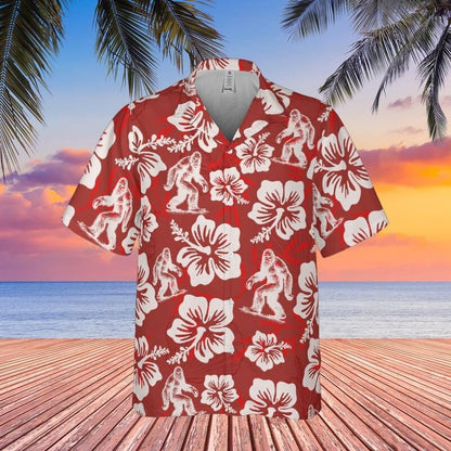 Bigfoot Hawaiian Shirt Red