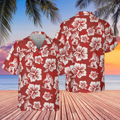 Bigfoot Hawaiian Shirt Red