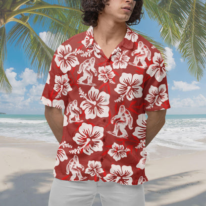 Bigfoot Hawaiian Shirt Red