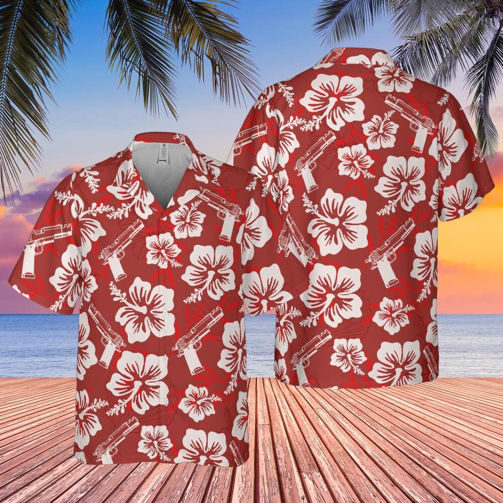 Gun Hawaiian Shirt Red