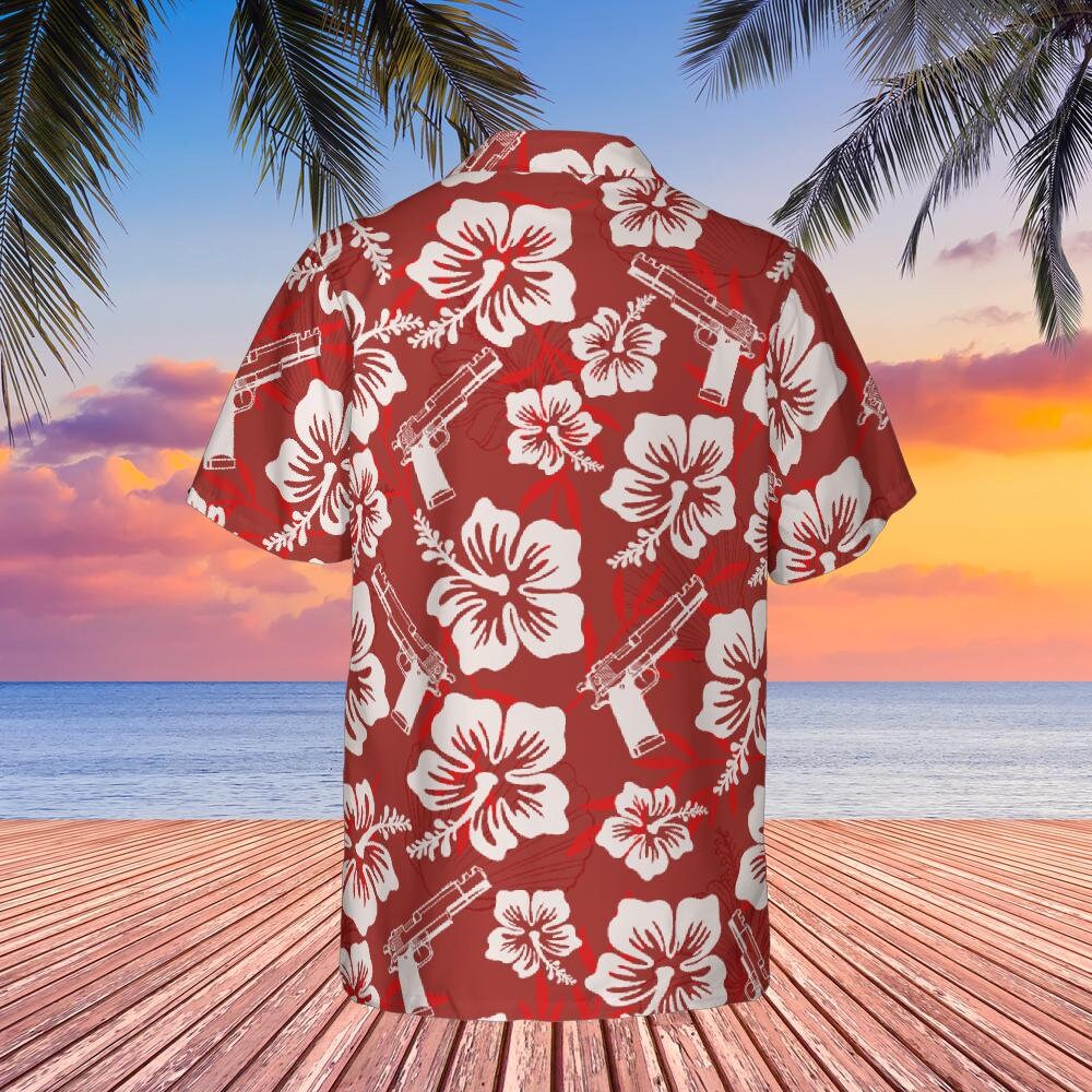 Gun Hawaiian Shirt Red