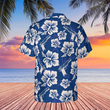 Gun Hawaiian Shirt, Blue