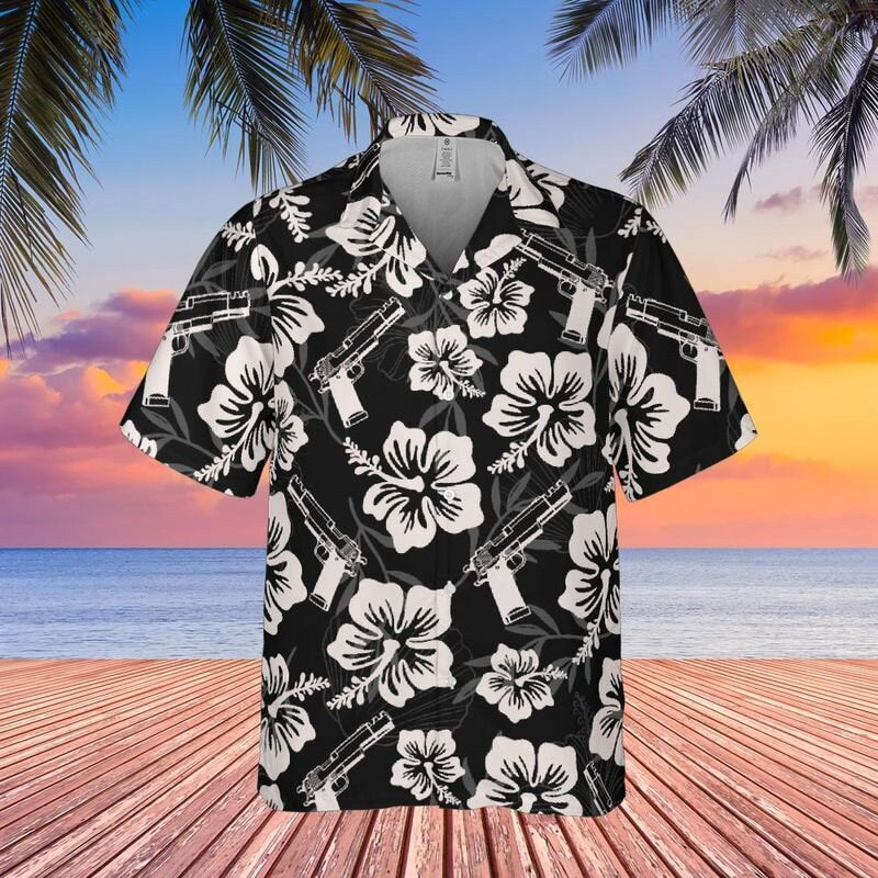 Gun Hawaiian Shirt Black