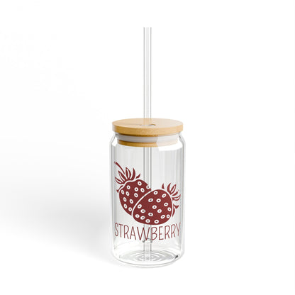 Strawberry Tumbler, Sipper Glass 16oz