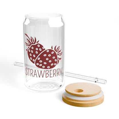 Strawberry Tumbler, Sipper Glass 16oz