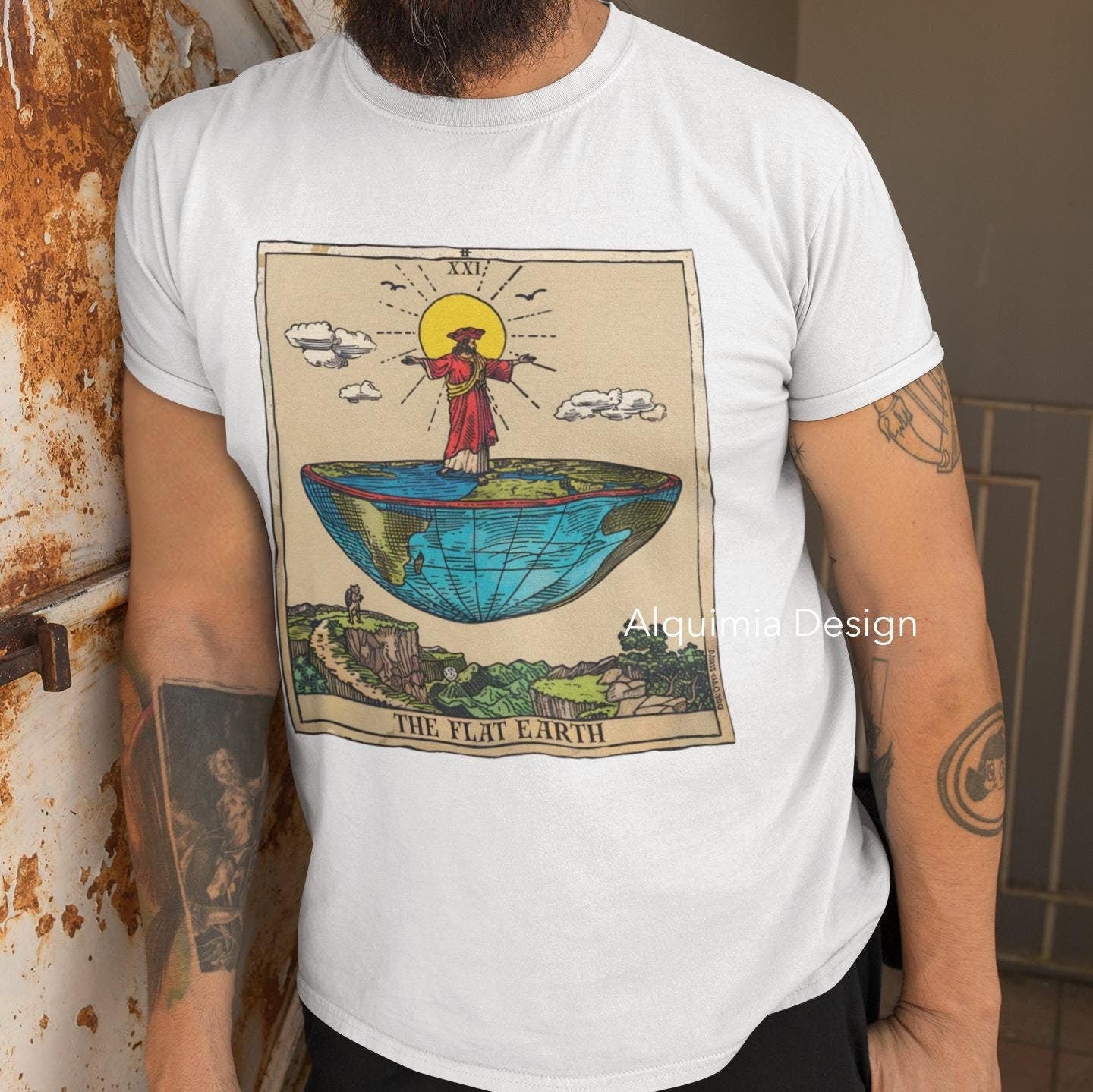 The Flat Earth Tarot Card Shirt, Conspiracy Theories