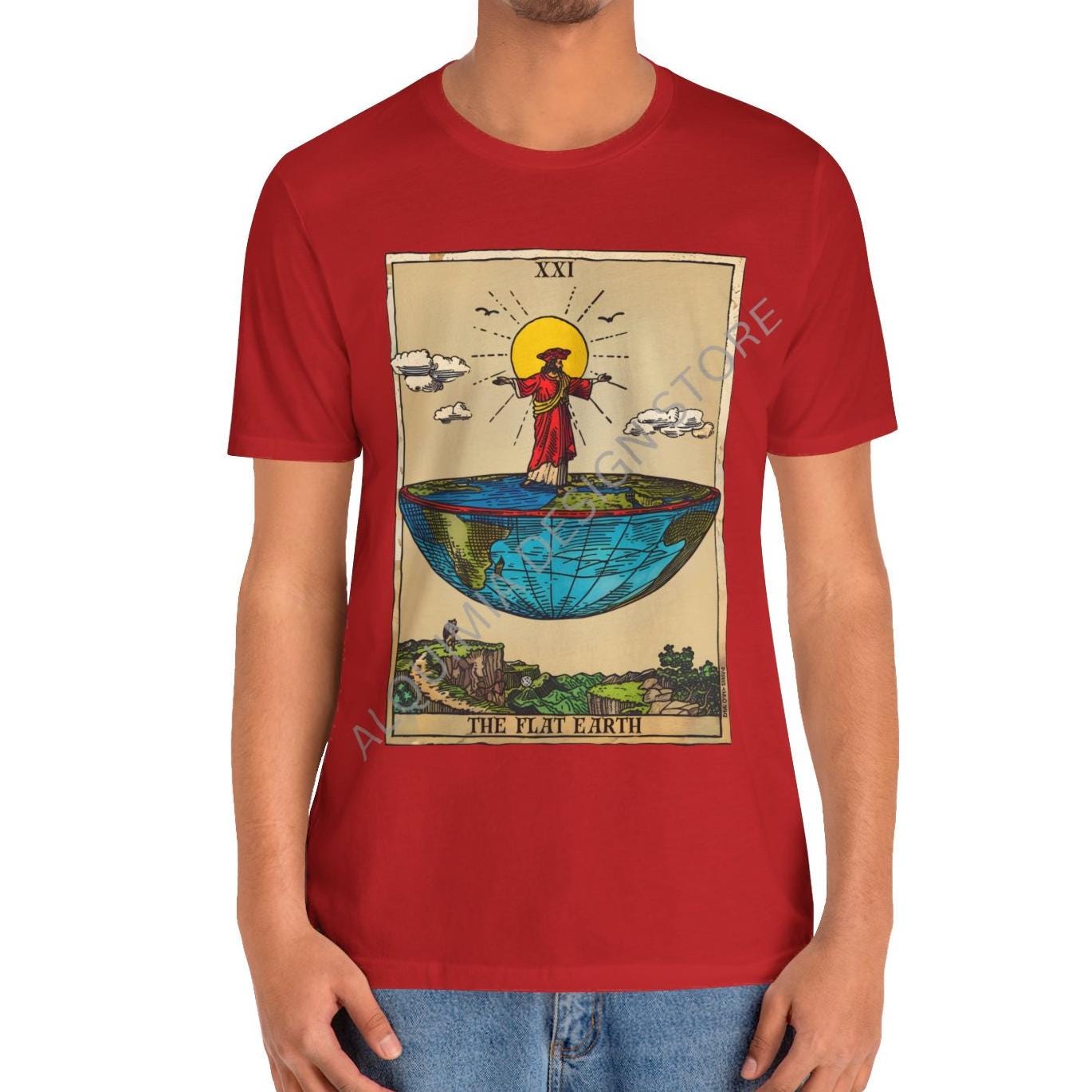 The Flat Earth Tarot Card Shirt, Conspiracy Theory