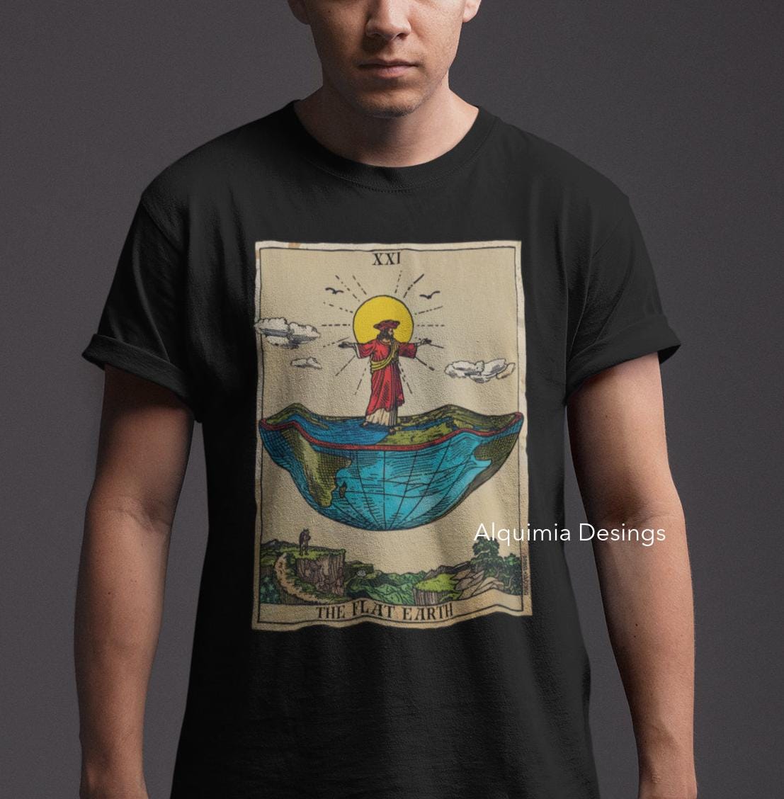 The Flat Earth Tarot Card Shirt, Conspiracy Theory