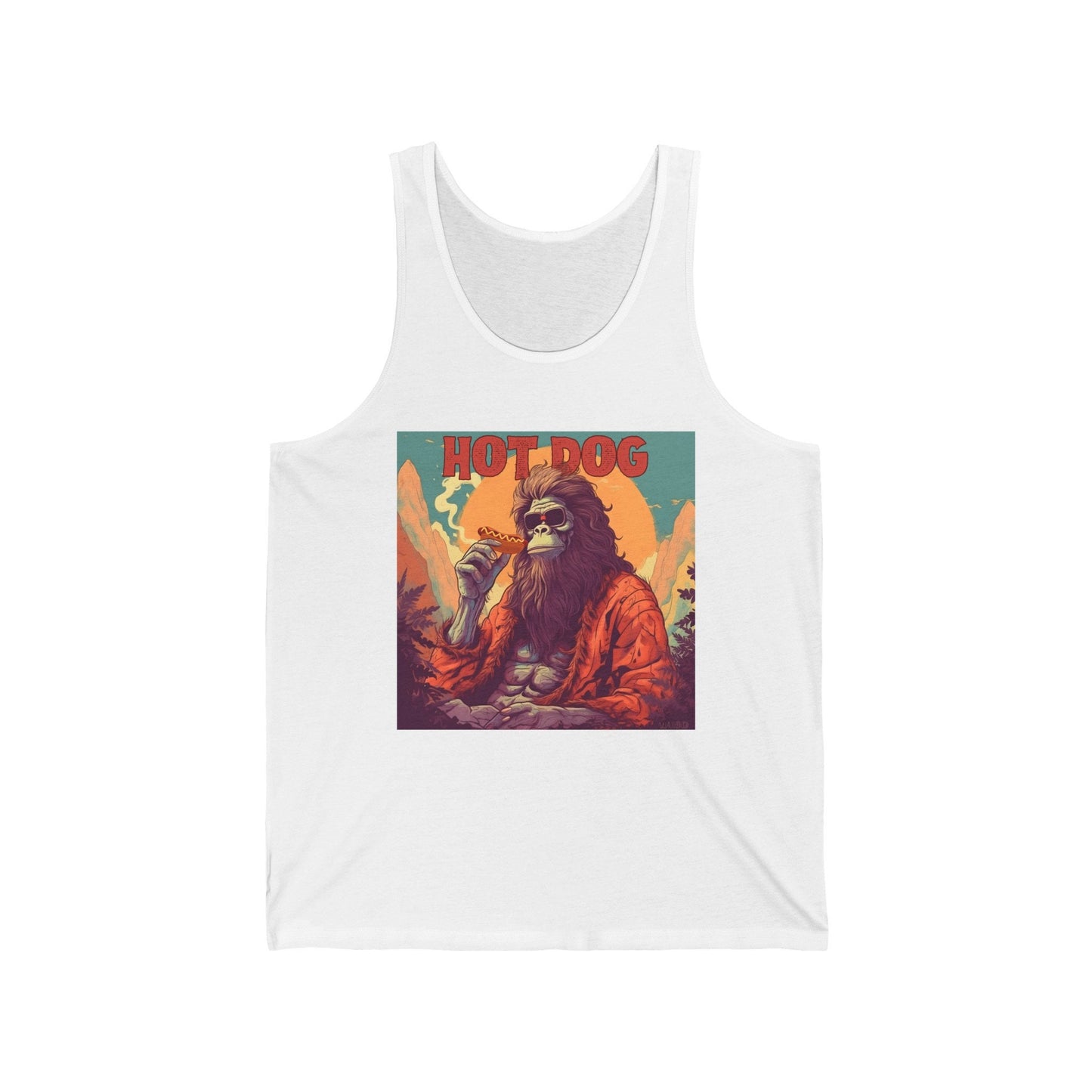 Bigfoot Eating Hot Dog Tank Top