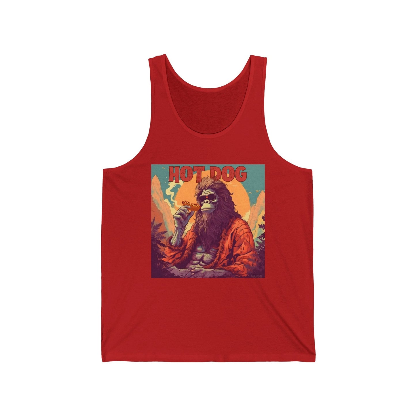 Bigfoot Eating Hot Dog Tank Top