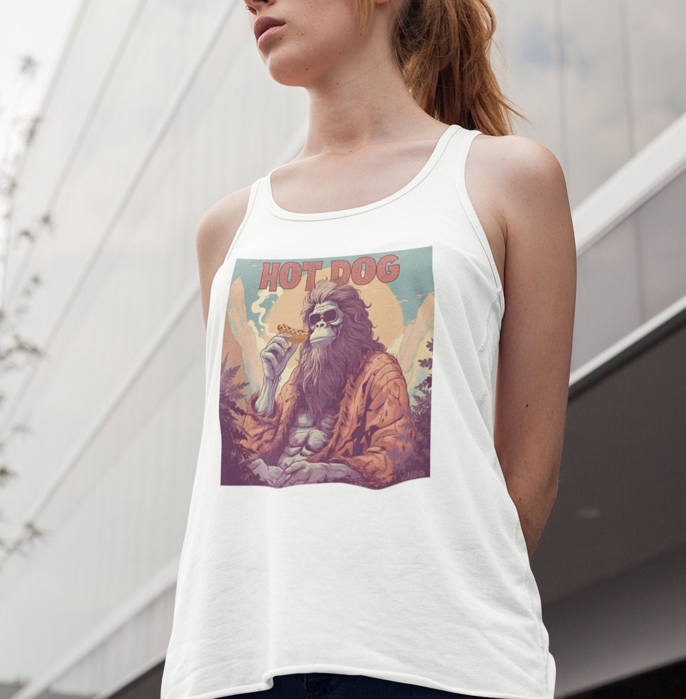 Bigfoot Eating Hot Dog Tank Top