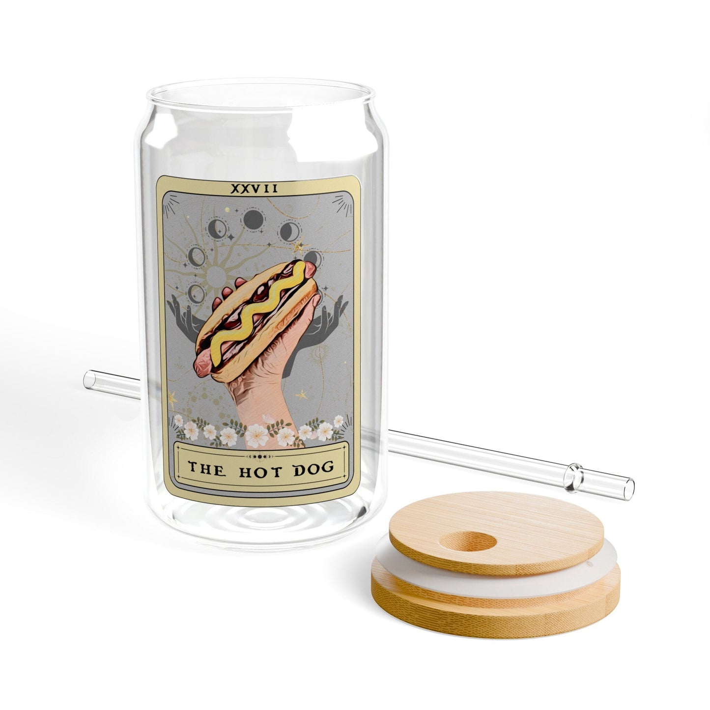 The Hot Dog Tarot Card Tumbler, Sipper Glass 16oz