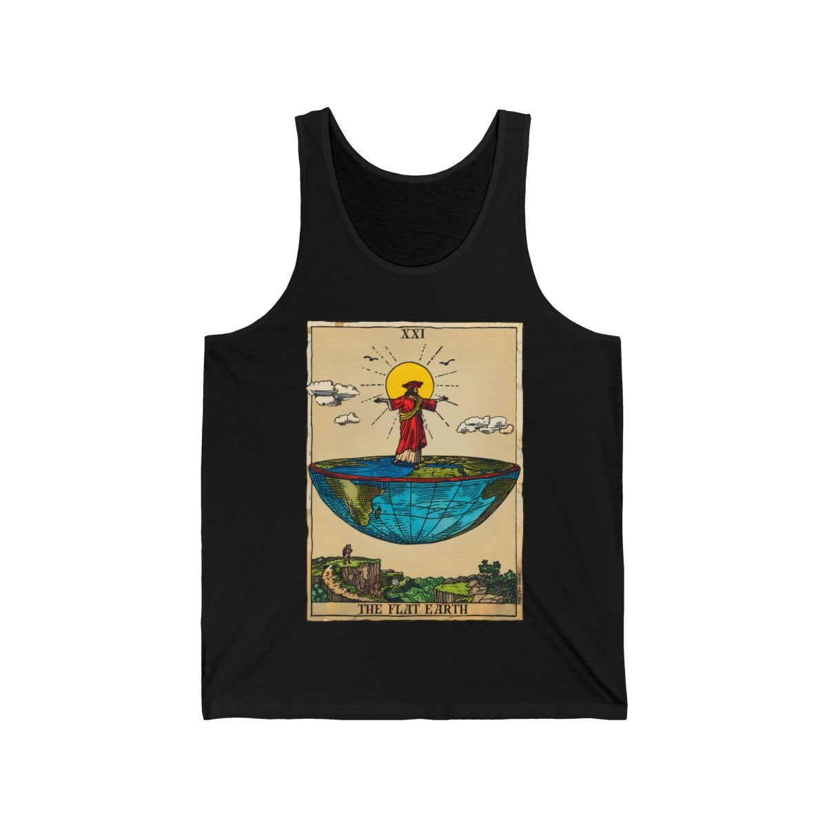 The Flat Earth Tarot Card Tank Top, Conspiracy Theory