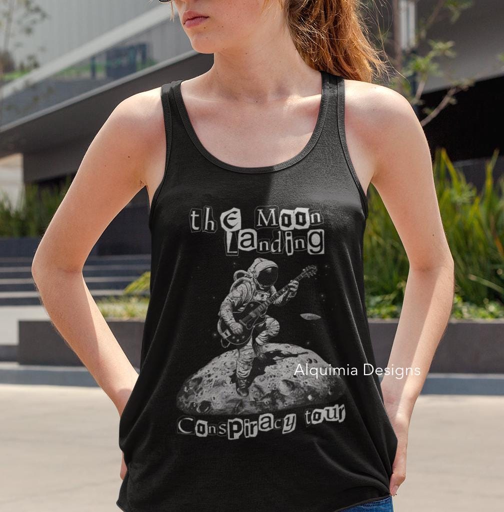 The Moon Landing Conspiracy Theory Tour Tank Top, Conspiracy Theories Flat Earth