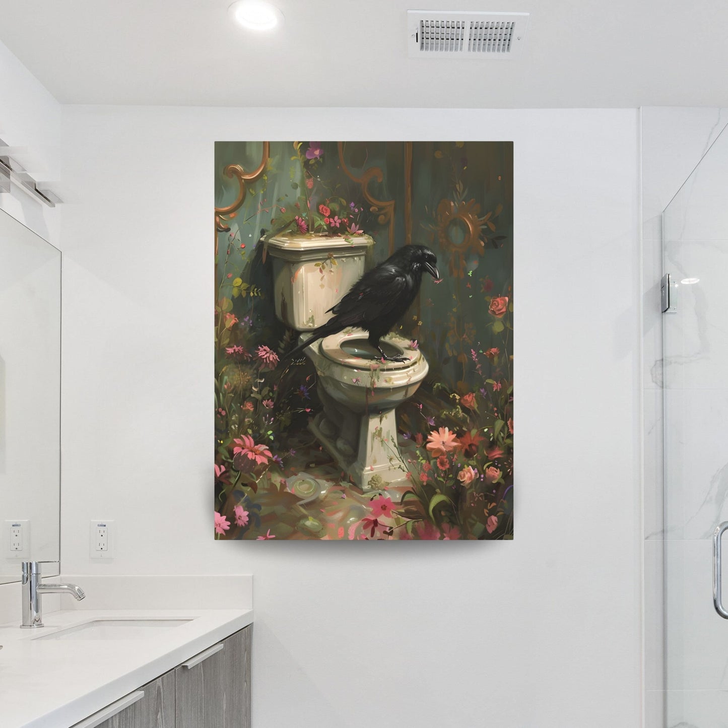 Crow Canvas Bathroom Wall Art