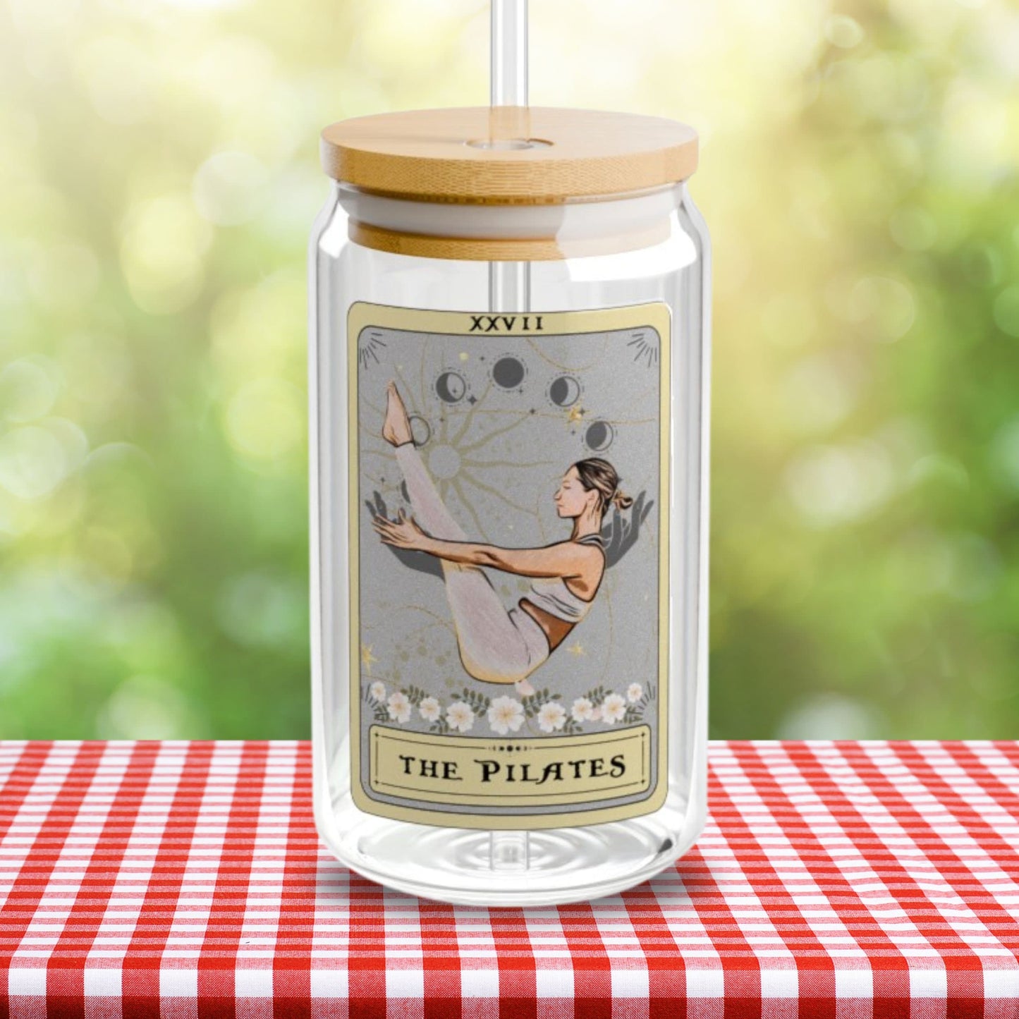 The PilatesTarot Card Tumbler, Sipper Glass 16oz