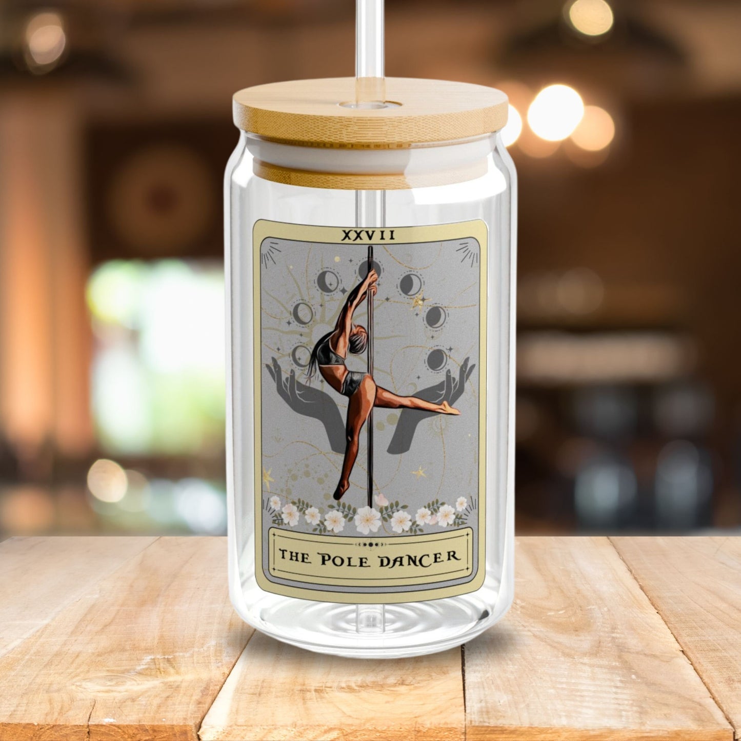 The Pole Dancer Tarot Card Glass Tumbler, Sipper Glass 16oz