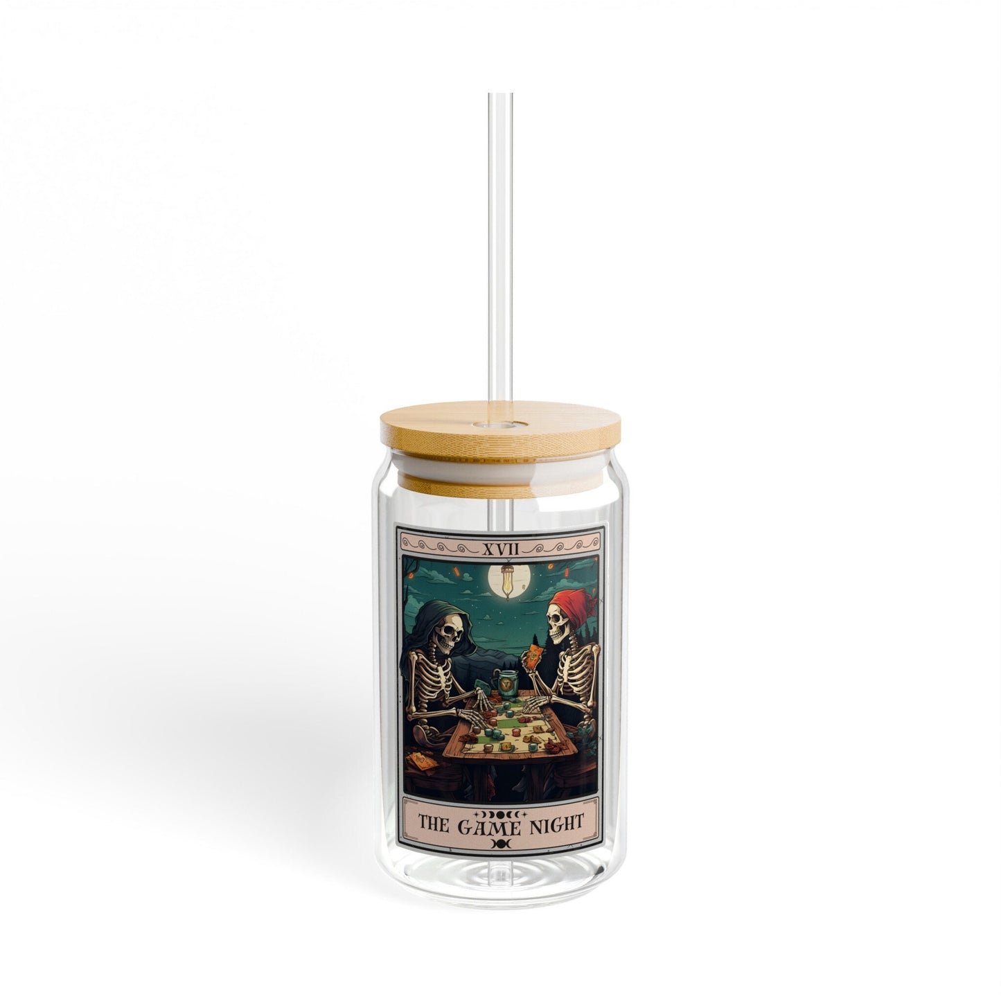 The Game Night Tarot Card Tumbler Sipper Glass 16oz