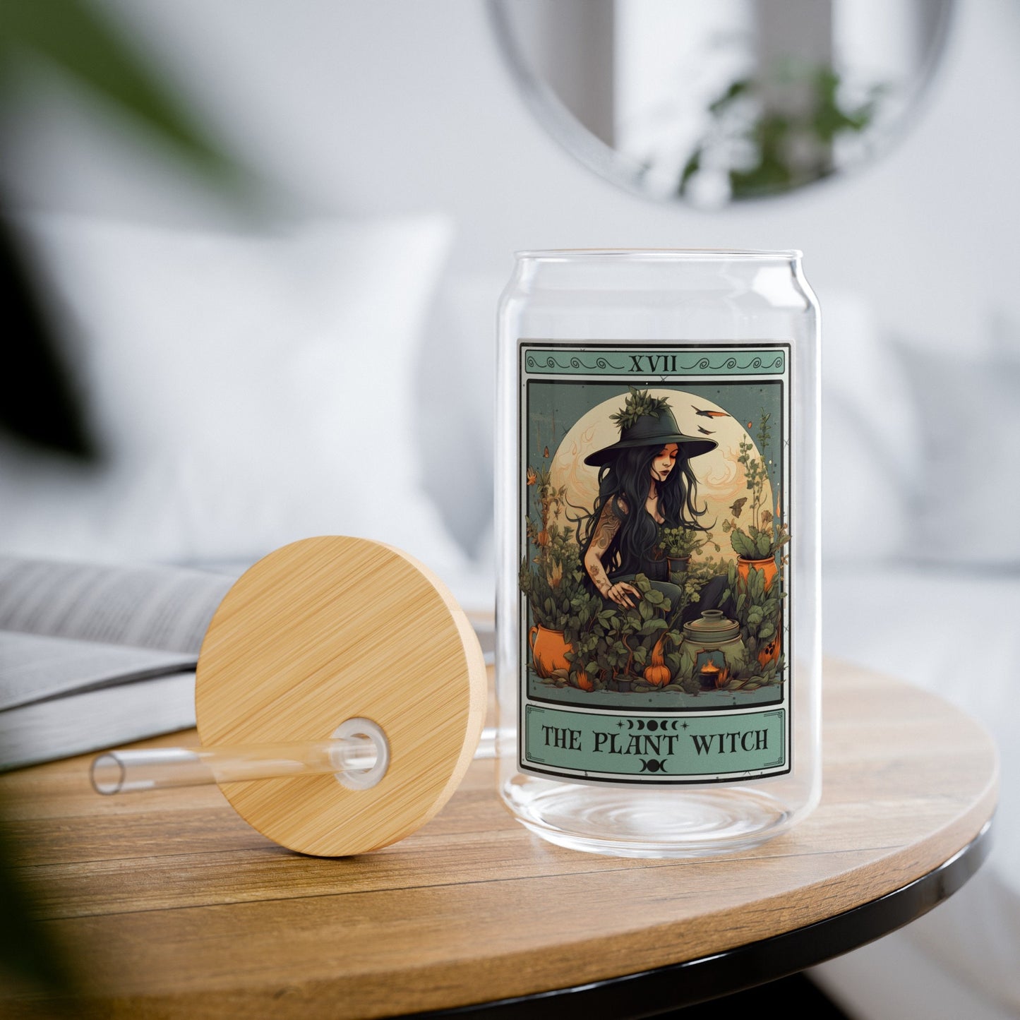 The Plant Witch Tarot Card Tumbler Gardener Plant Lover Sipper Glass 16oz