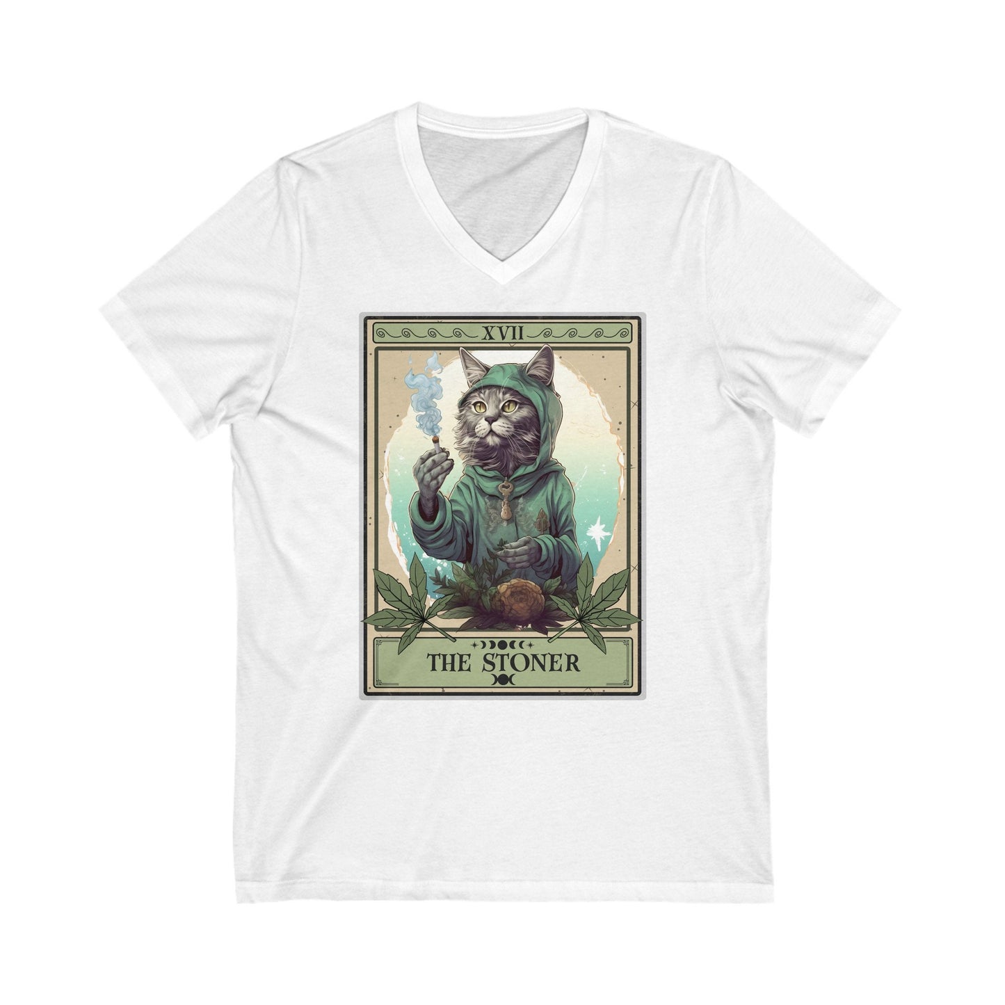 The Stoner Tarot Card V-Neck Shirt, Cat Lover