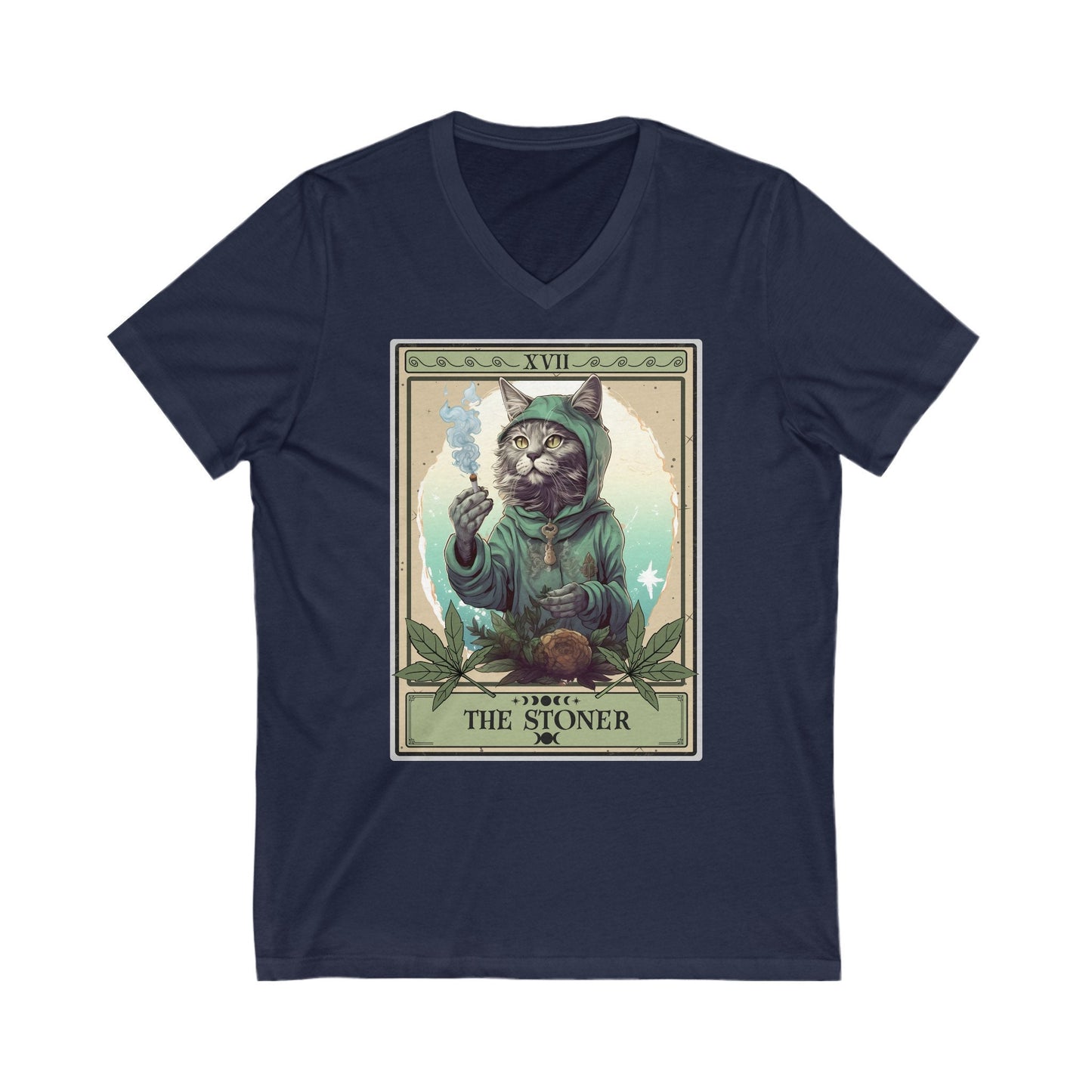 The Stoner Tarot Card V-Neck Shirt, Cat Lover