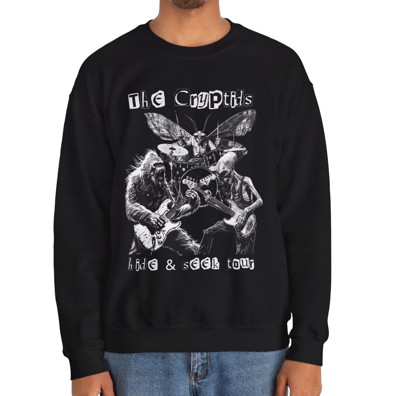 The Cryptids Hide & Seek Tour Sweatshirt, Bigfoot Mothman Alien UFO