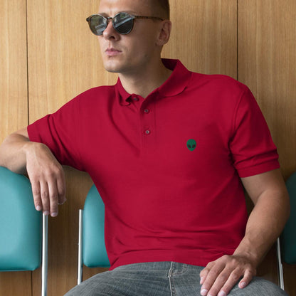 Alien Shirt For Mens, UFO Polo Shirt Alien Logo Golf Shirt Men&#39;s Premium Polo Embroidered Alien Logo Office Shirt