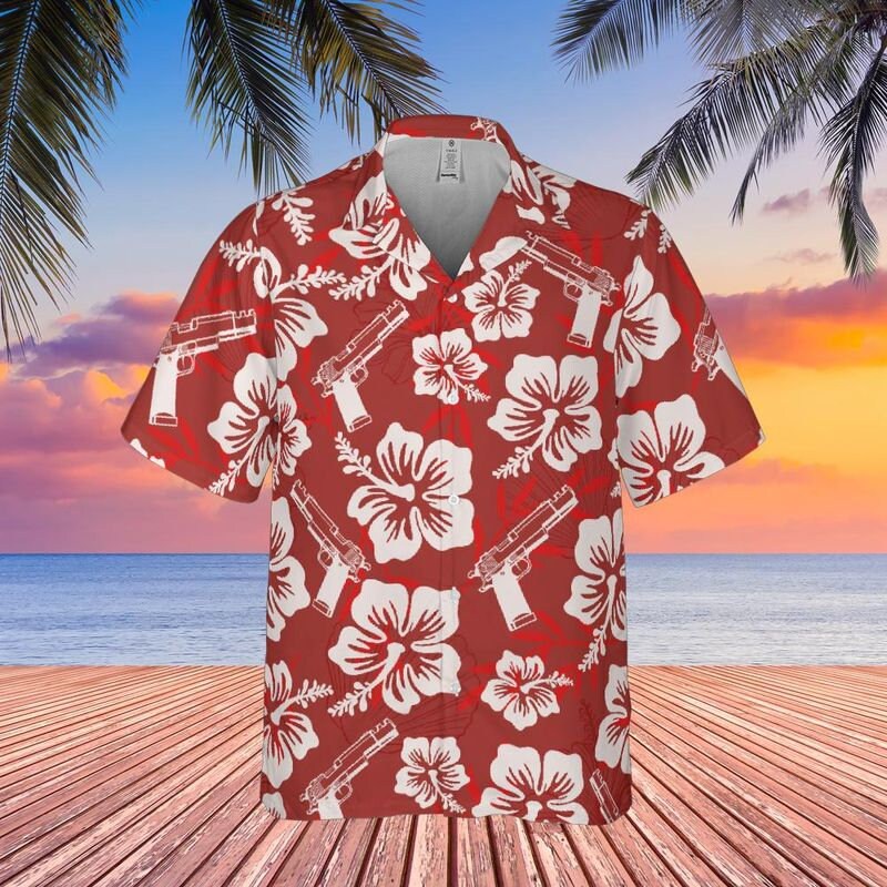 Gun Hawaiian Shirt Red