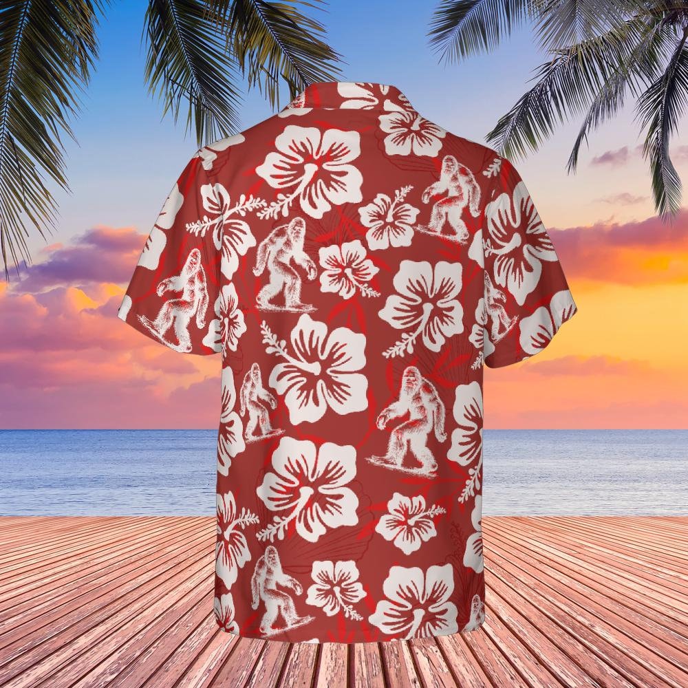 Bigfoot Hawaiian Shirt Red