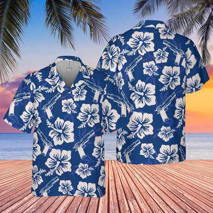 Gun Hawaiian Shirt, Blue