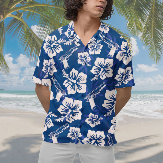 Gun Hawaiian Shirt, Blue