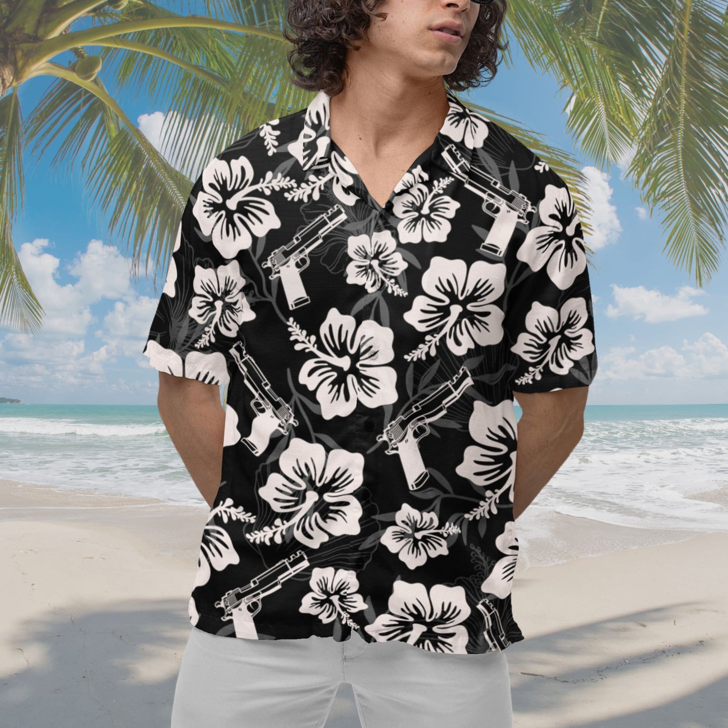 Gun Hawaiian Shirt Black