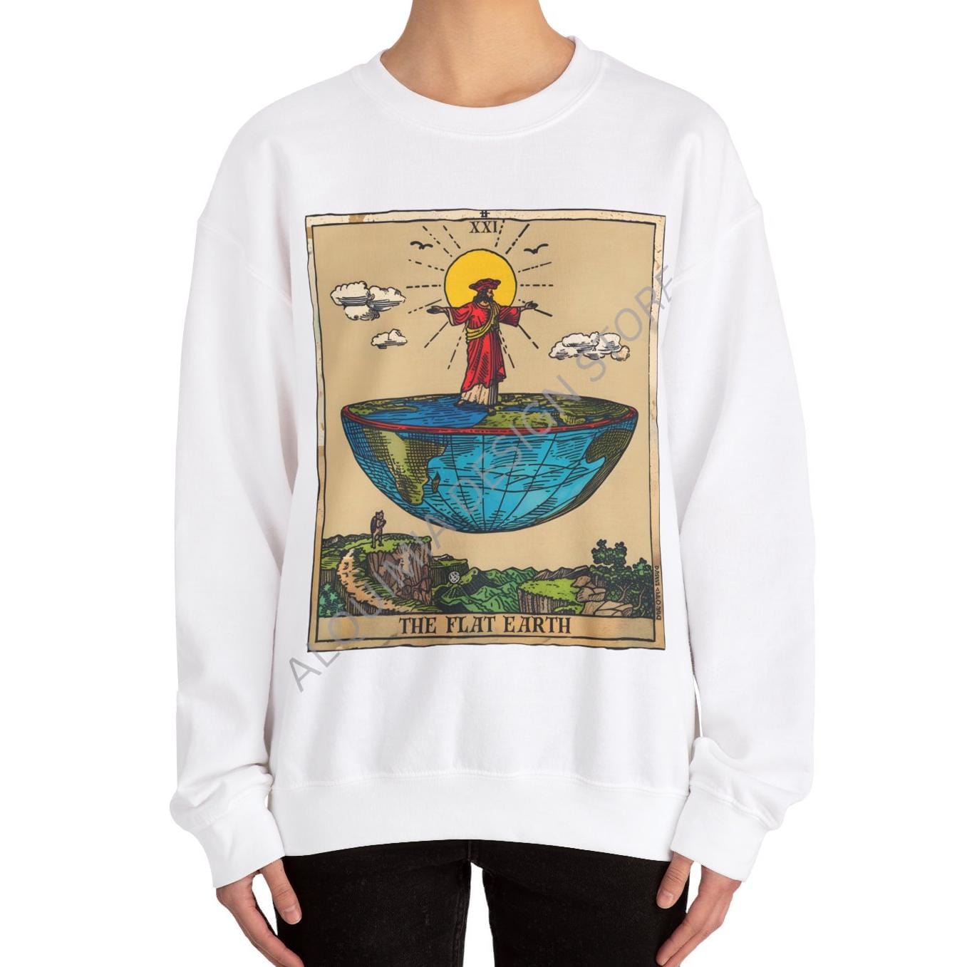 The Flat Earth Tarot Card Sweatshirt, Conspiracy Theories