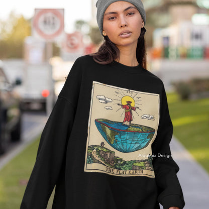 The Flat Earth Tarot Card Sweatshirt, Conspiracy Theories