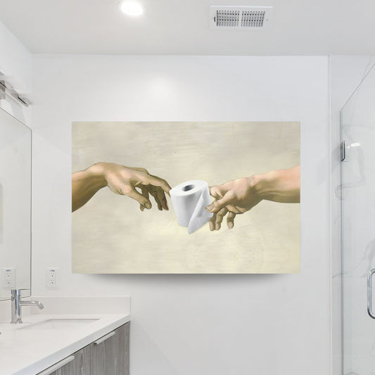 Creation of Adam Toilet Canvas Bathroom Wall Art