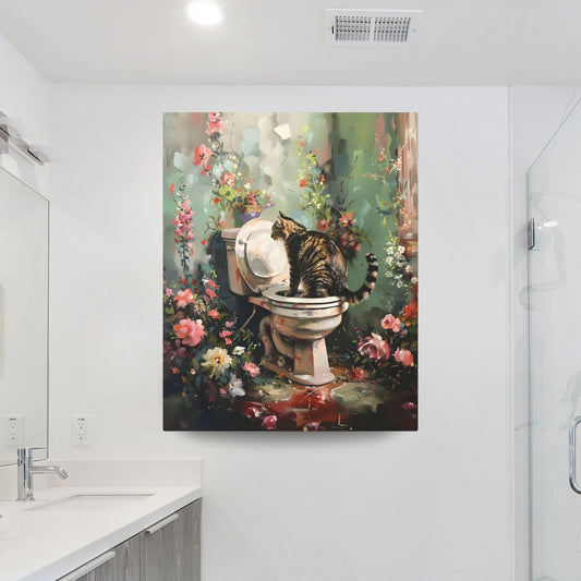 Cat Canvas Bathroom Wall Art