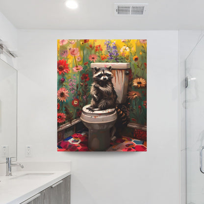 Raccoon Canvas Bathroom Wall Art