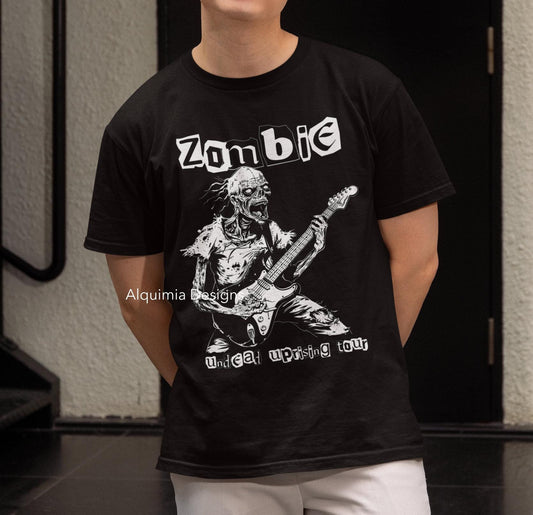 Zombie Undead Uprising Tour Shirt, Zombie Guitar Player