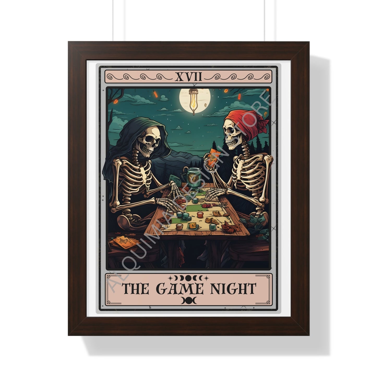 The Game Night Tarot Card Framed Print, Game Room Wall Art