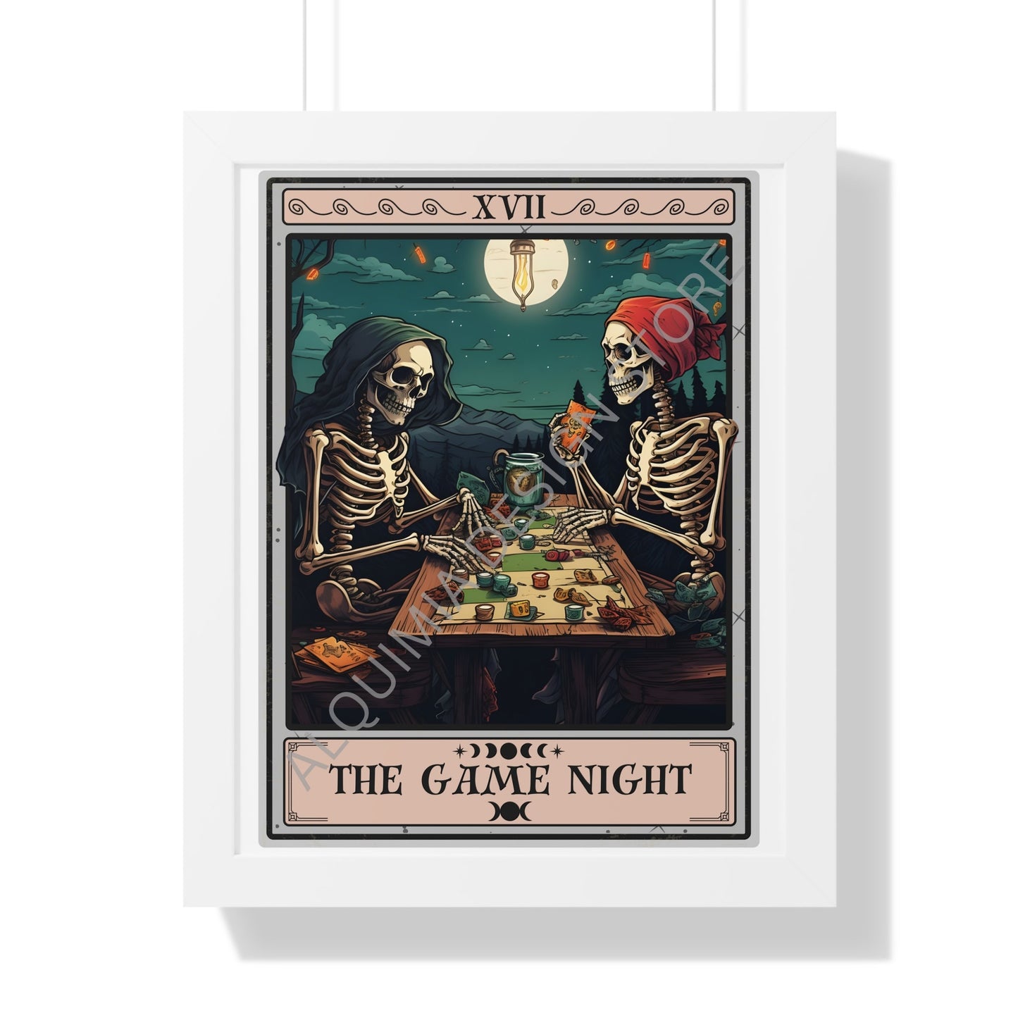 The Game Night Tarot Card Framed Print, Game Room Wall Art