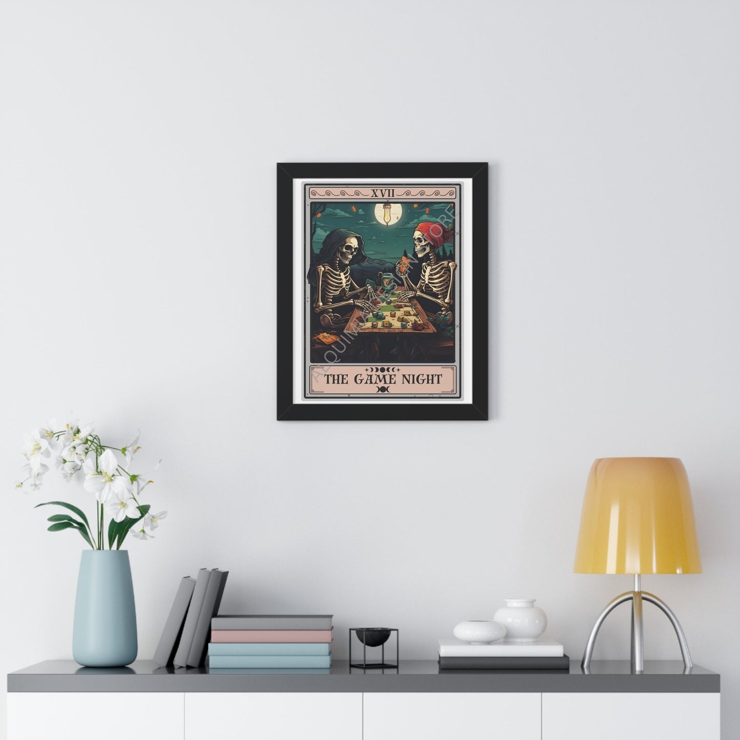 The Game Night Tarot Card Framed Print, Game Room Wall Art