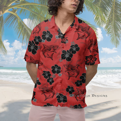 Shark Button Down Shirt, Ocean Lover