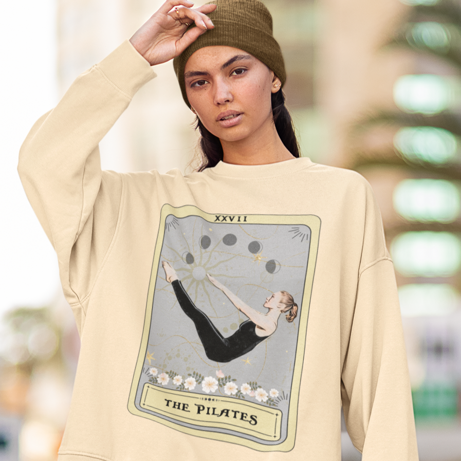 The Pilates Tarot Card Sweatshirt, Pilates Pose Crew Neck