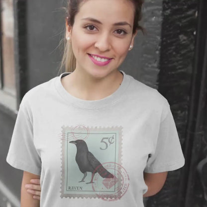 Raven Postage Stamp Shirt Bird Lover