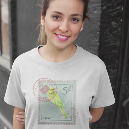 Parrot Postage Stamp Shirt, Bird Lover